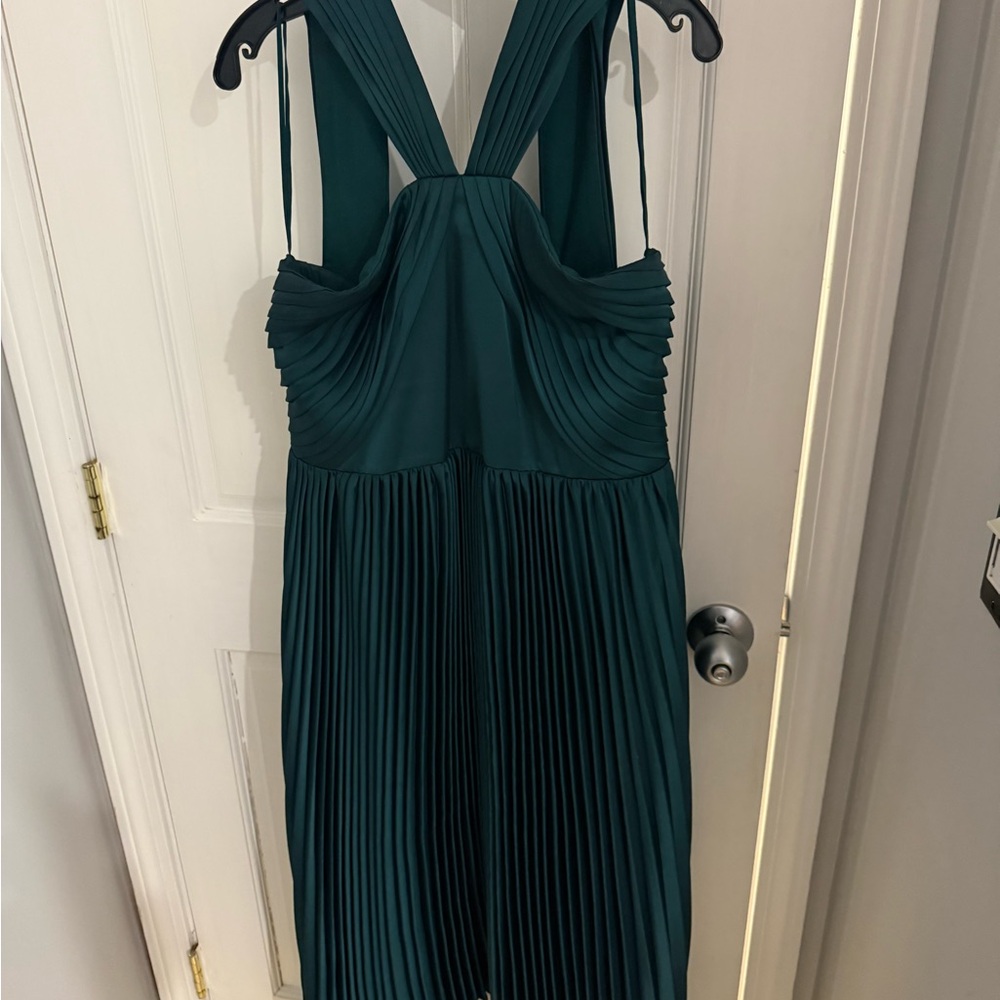 Emerald Green Pleated Dress